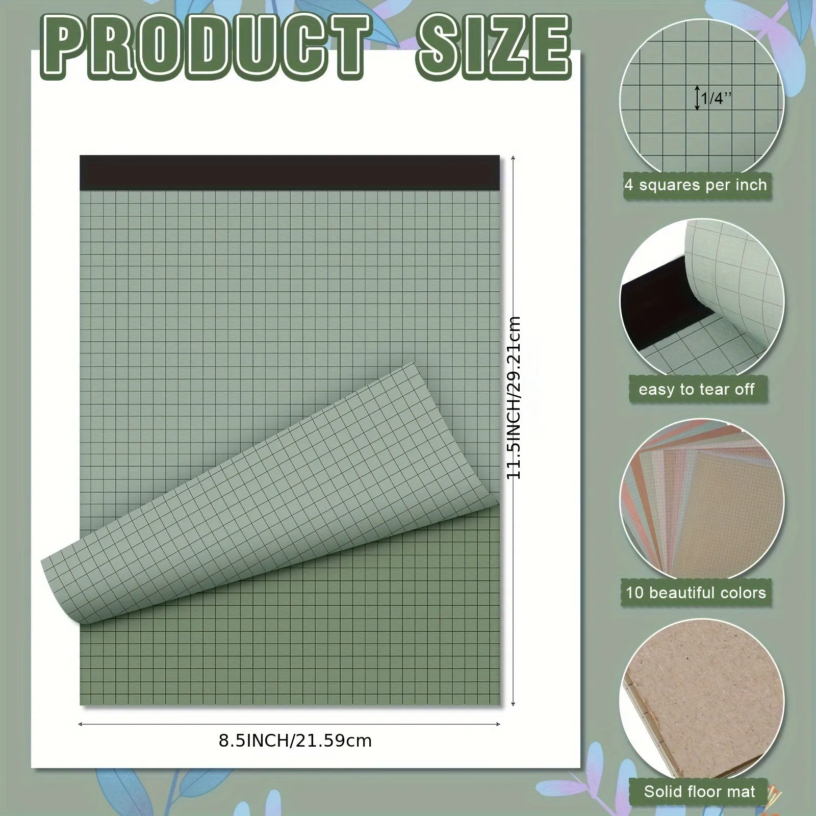 10Pack Pastel Color Graph Paper Pads for Office  School