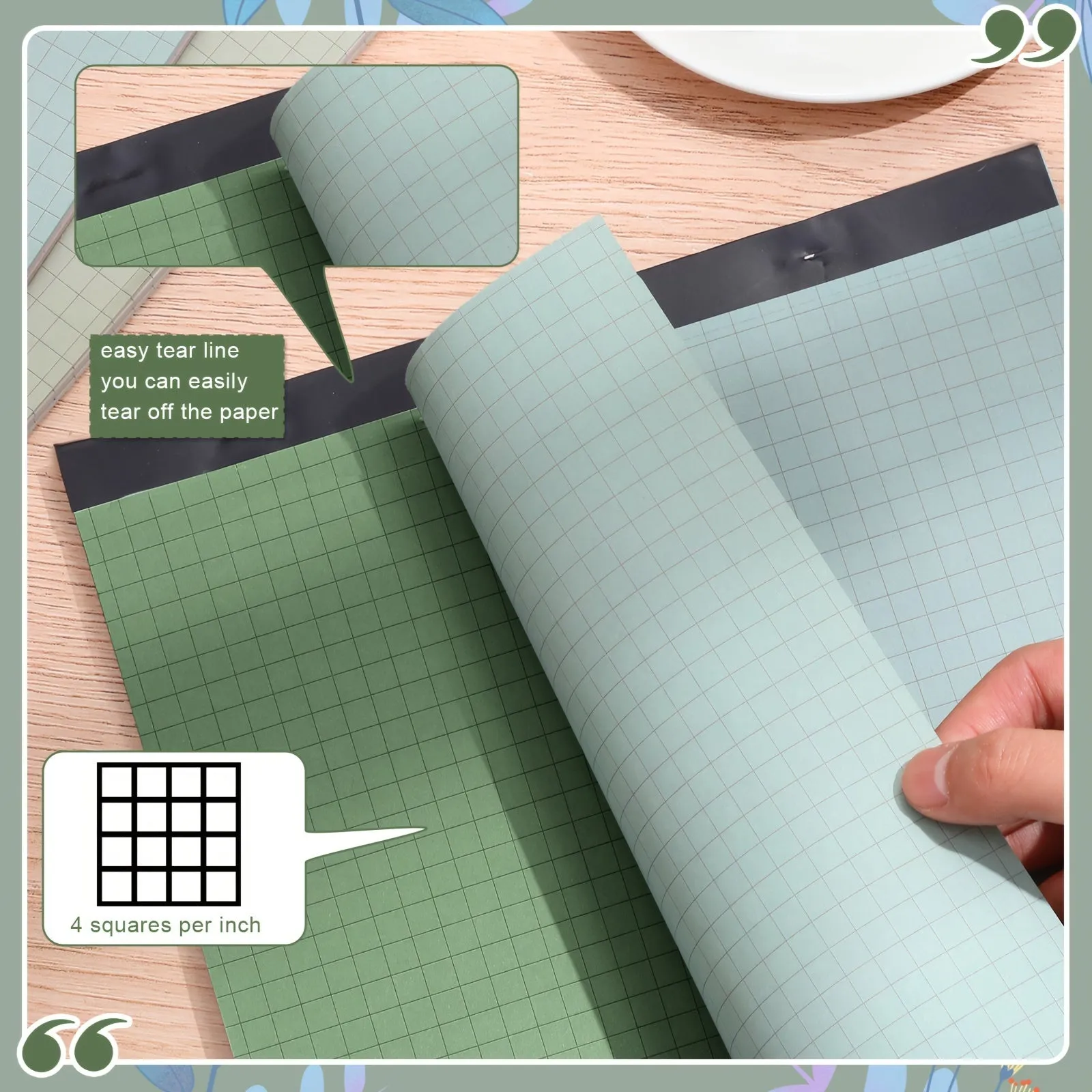 10Pack Pastel Color Graph Paper Pads for Office  School