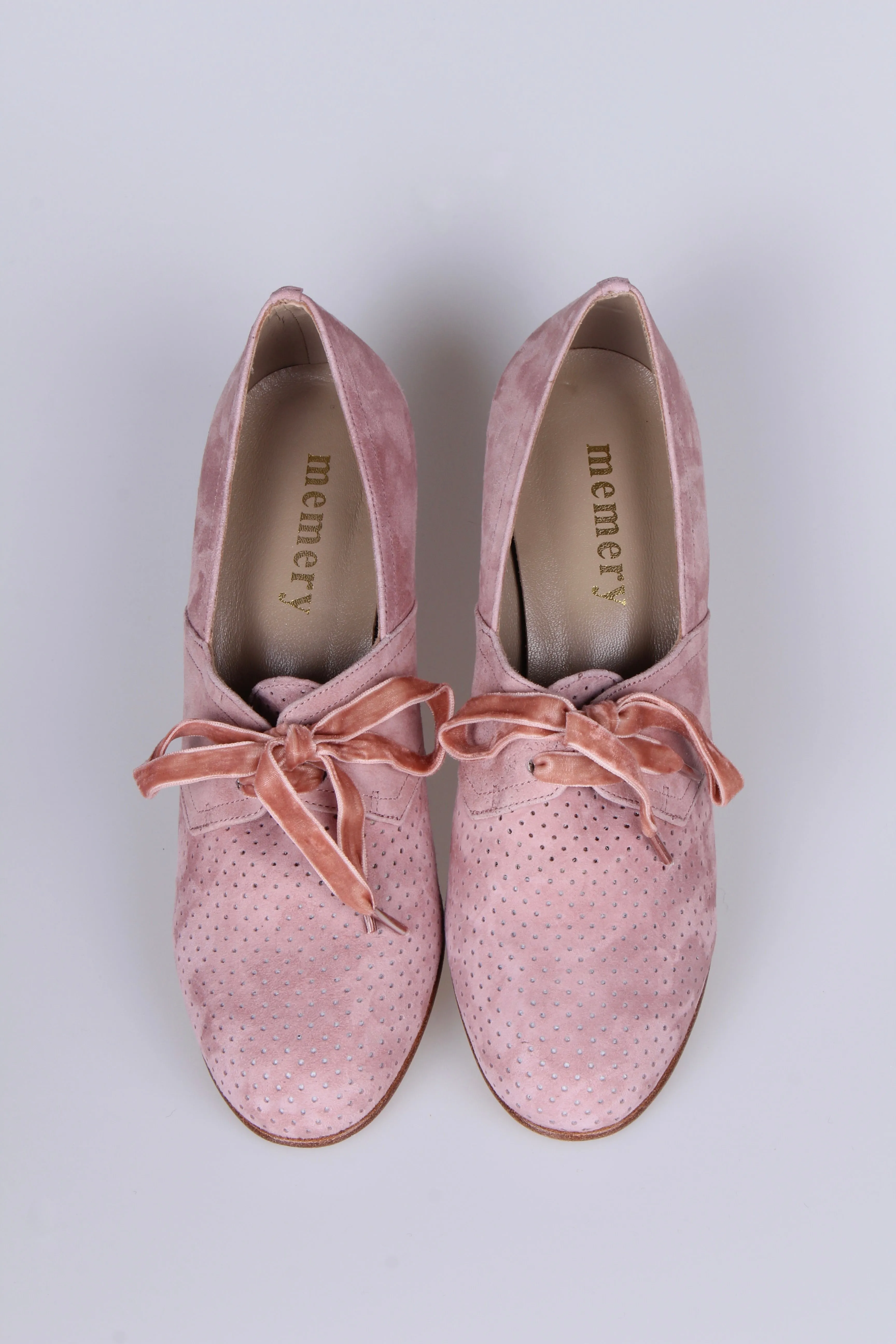 1940'er vintage style pumps i ruskind med snøre - Rosa - Esther