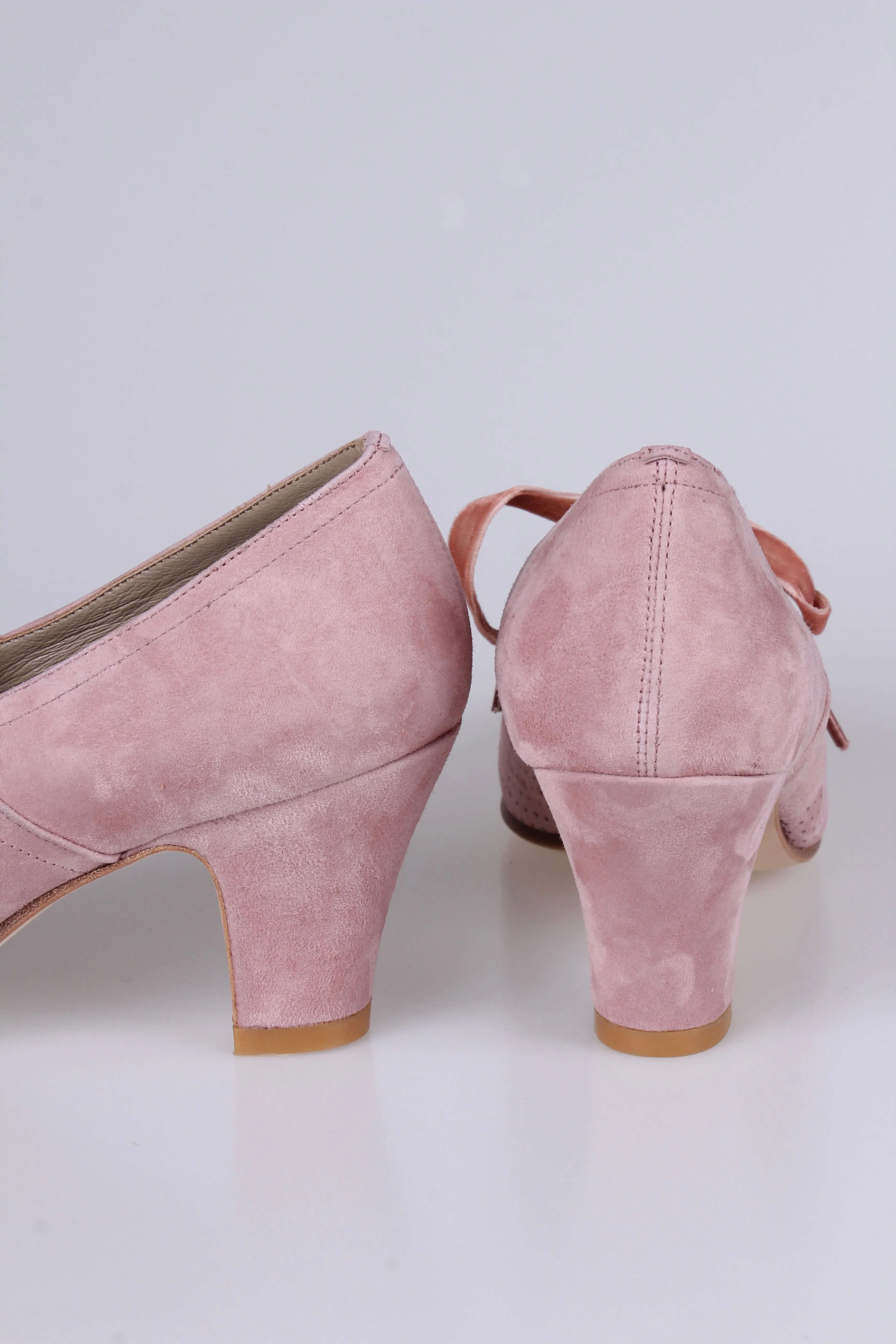 1940'er vintage style pumps i ruskind med snøre - Rosa - Esther