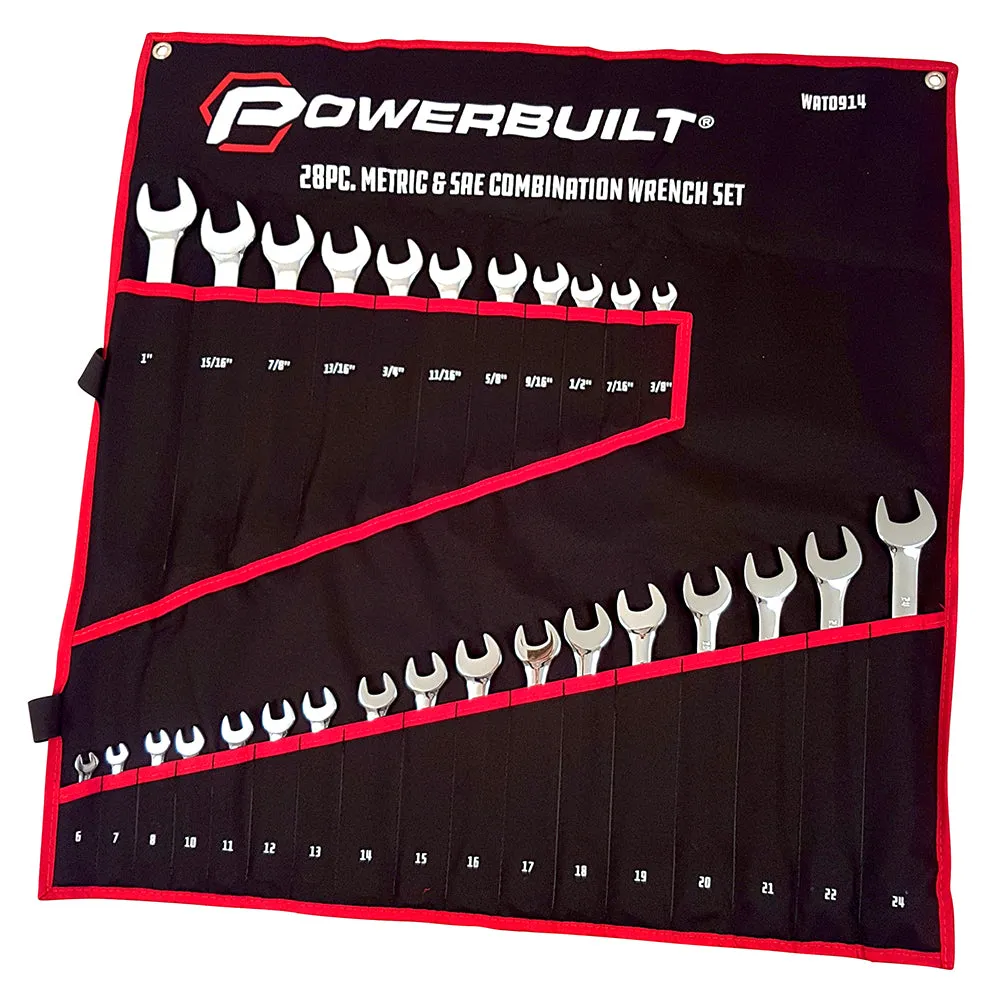 28pc Combination Ring and Open-End Spanner Set – mirror polished