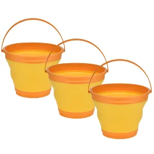 3x 7L Foldable Collapsible Silicone Bucket | Hiking/Camping/Fishing | Orange