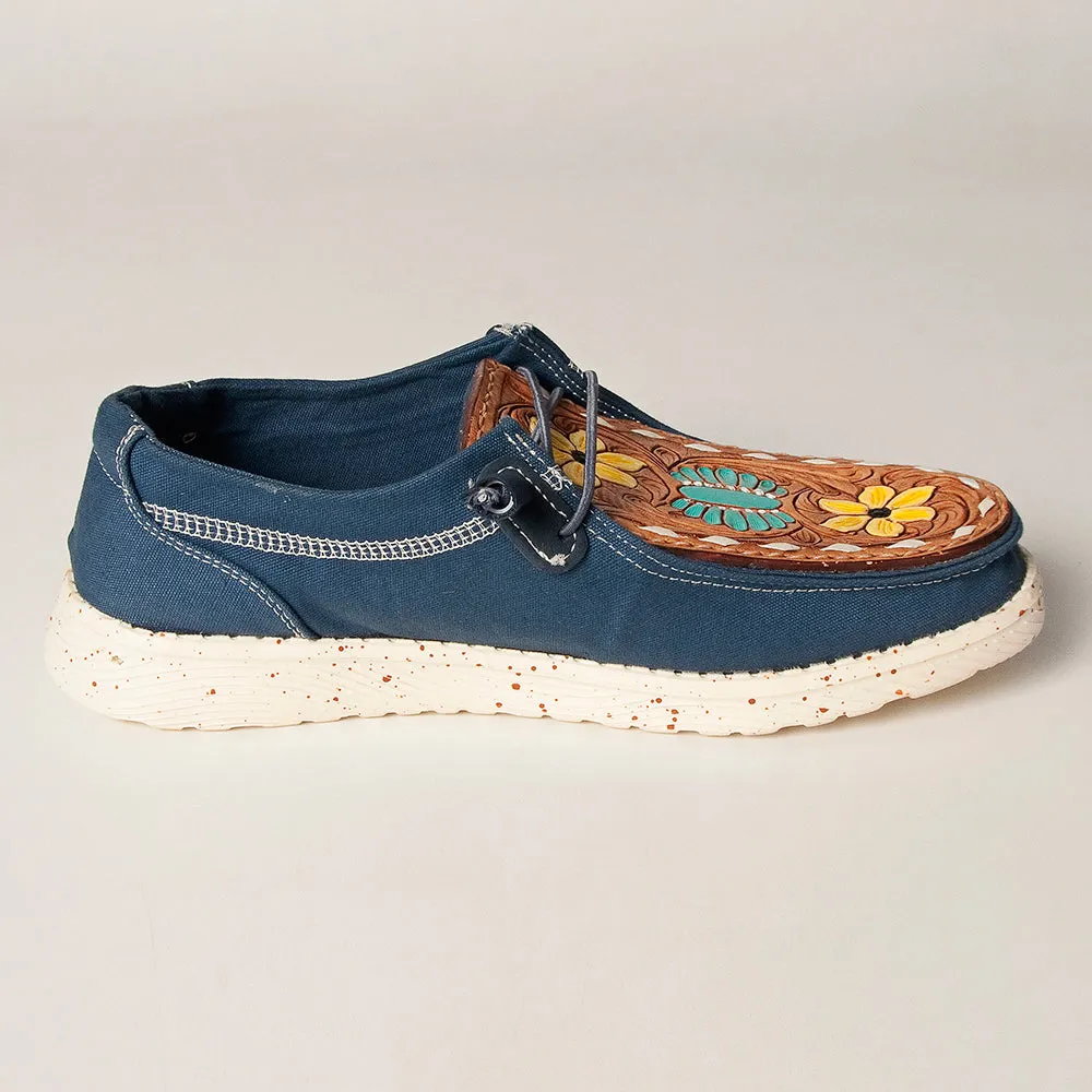 American Darling ADFT133NV5 Hand tooled carved genuine leather trim lightweight shoe footwear slip on