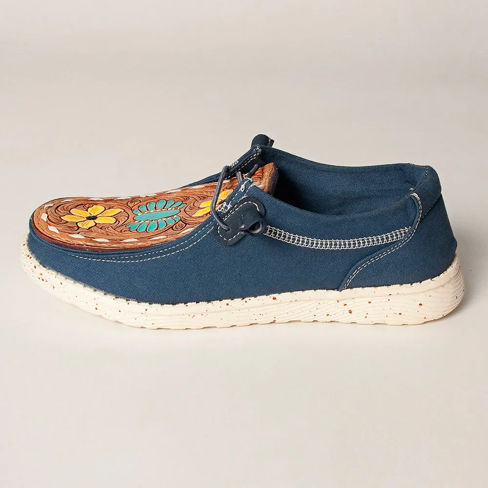 American Darling ADFT133NV5 Hand tooled carved genuine leather trim lightweight shoe footwear slip on