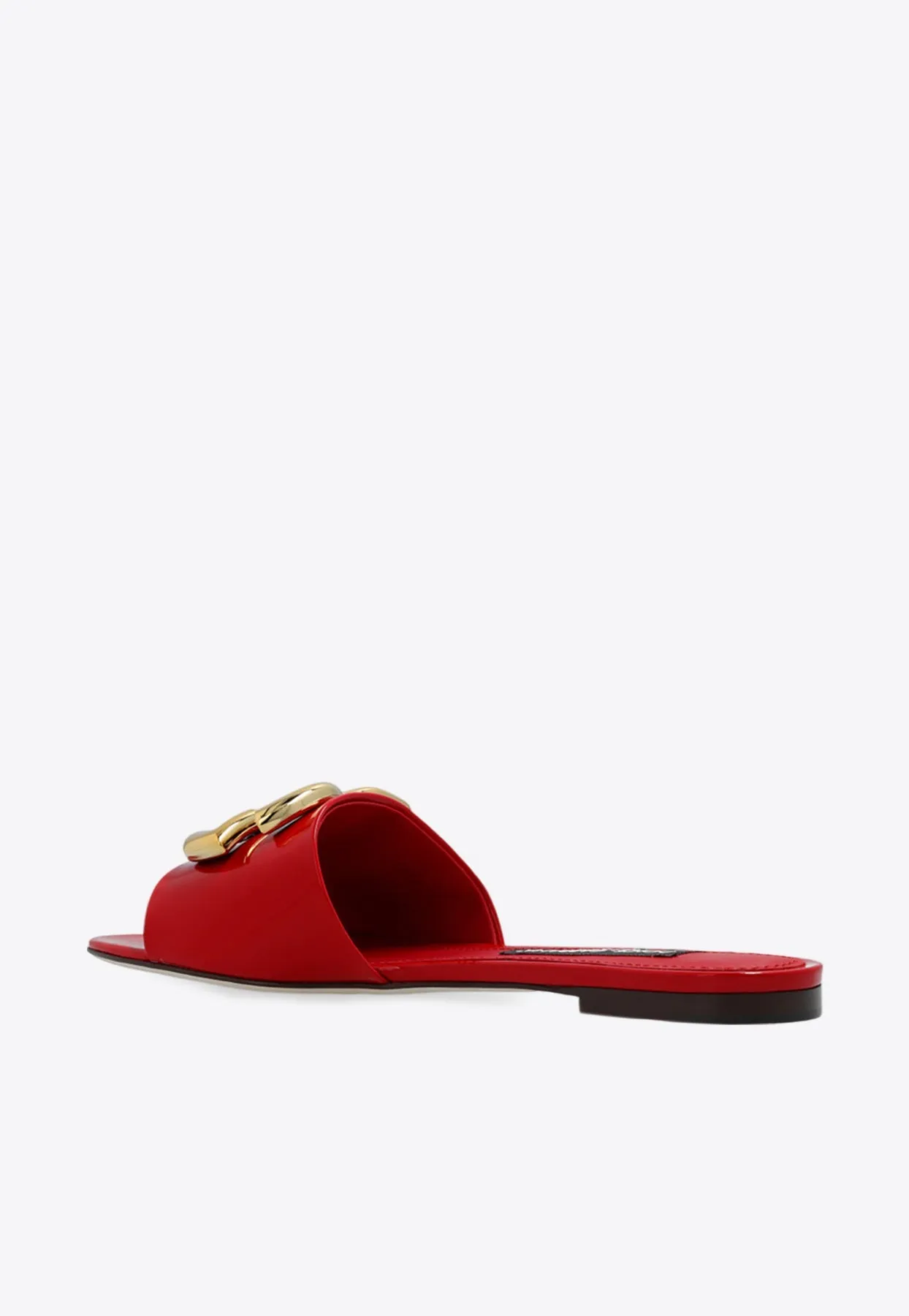 Bianca DG Logo Flat Sandals in Polished Leather