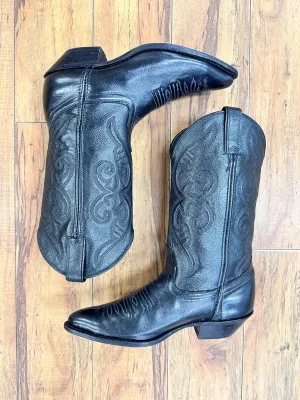 Black Leather Cowboy Boots