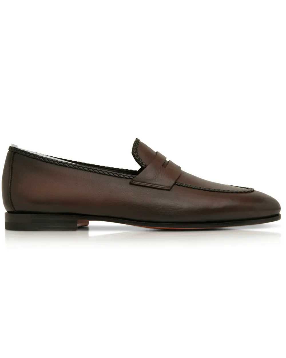 Braided Penny Loafer in Dark Brown