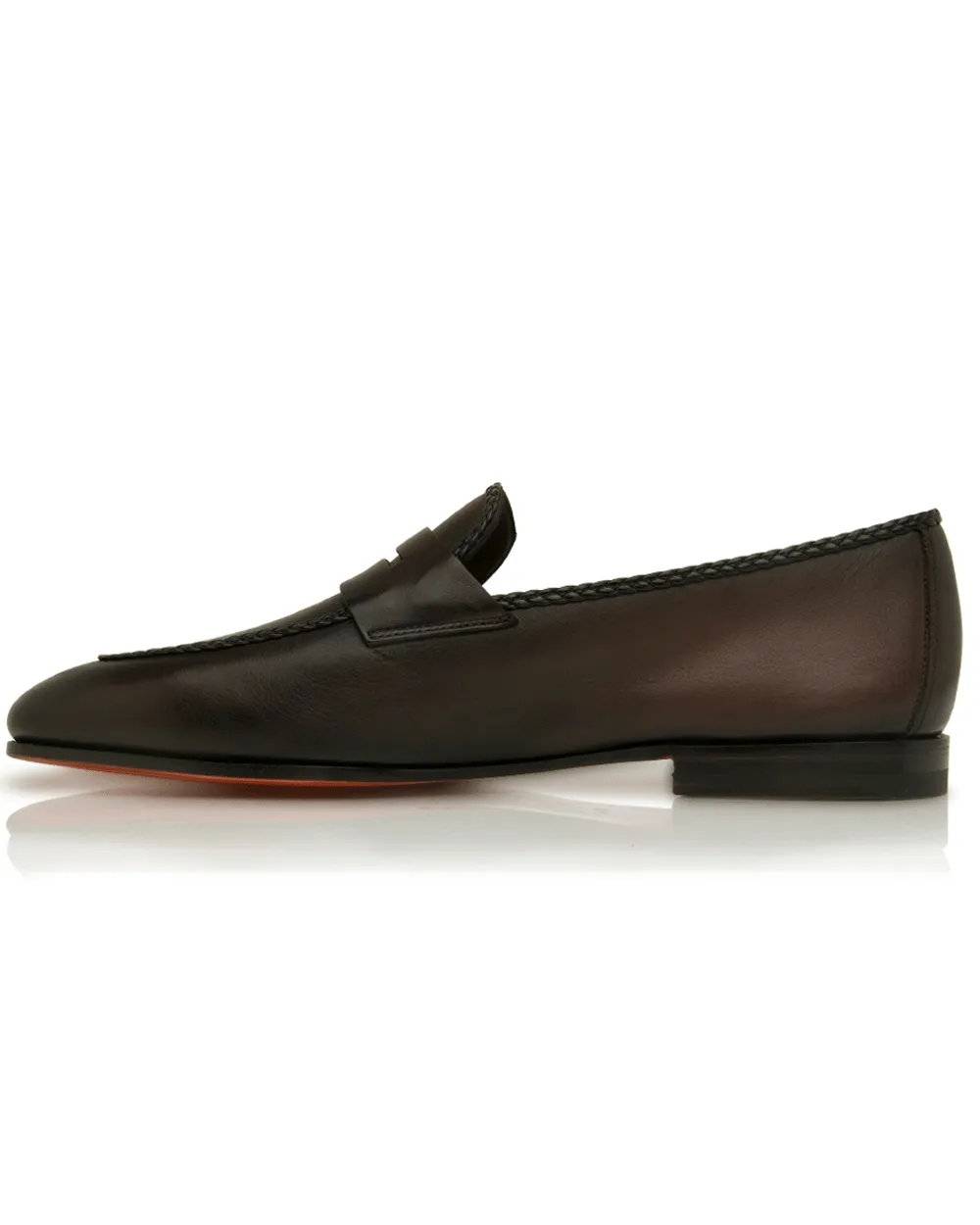Braided Penny Loafer in Dark Brown