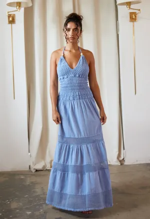 Carly Long Crochet Halter Dress