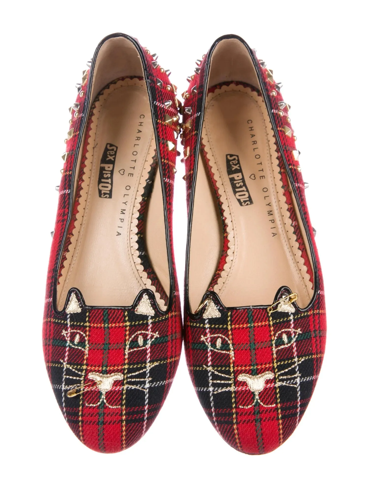 CHARLOTTE OLYMPIA PUNK KITTY FLAT LOAFERS