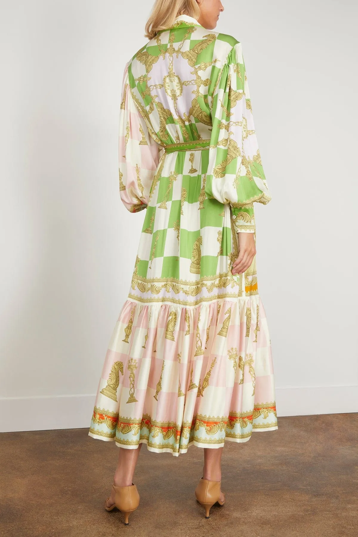 Checkmate Silk Shirtdress in Multi