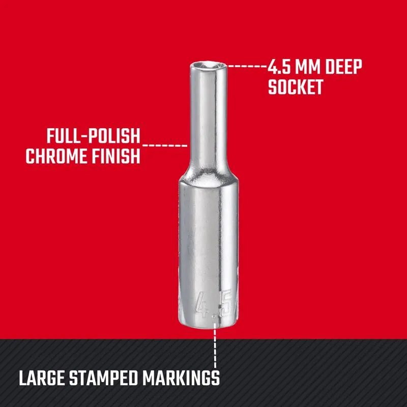 Craftsman 4-1/2 mm X 1/4 in. drive Metric 6 Point Deep Socket