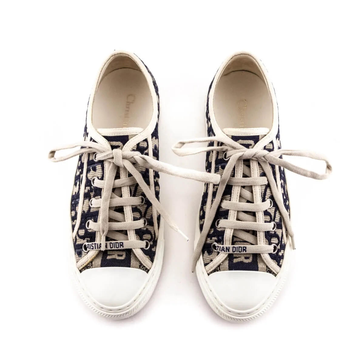 Dior Deep Blue Oblique Embroidered Walk'N'Dior Low Top Sneakers Size US 6.5 | EU 36.5