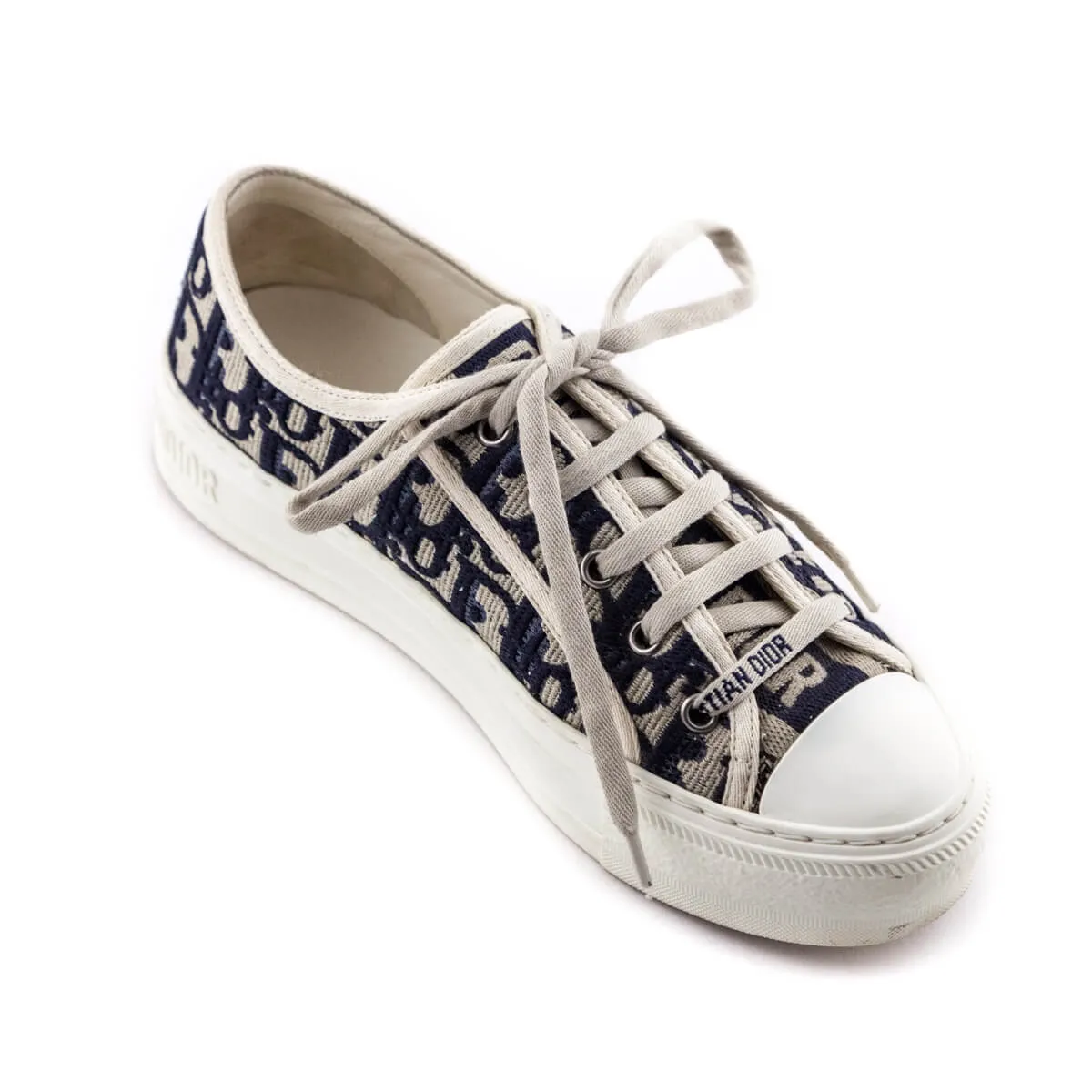 Dior Deep Blue Oblique Embroidered Walk'N'Dior Low Top Sneakers Size US 6.5 | EU 36.5
