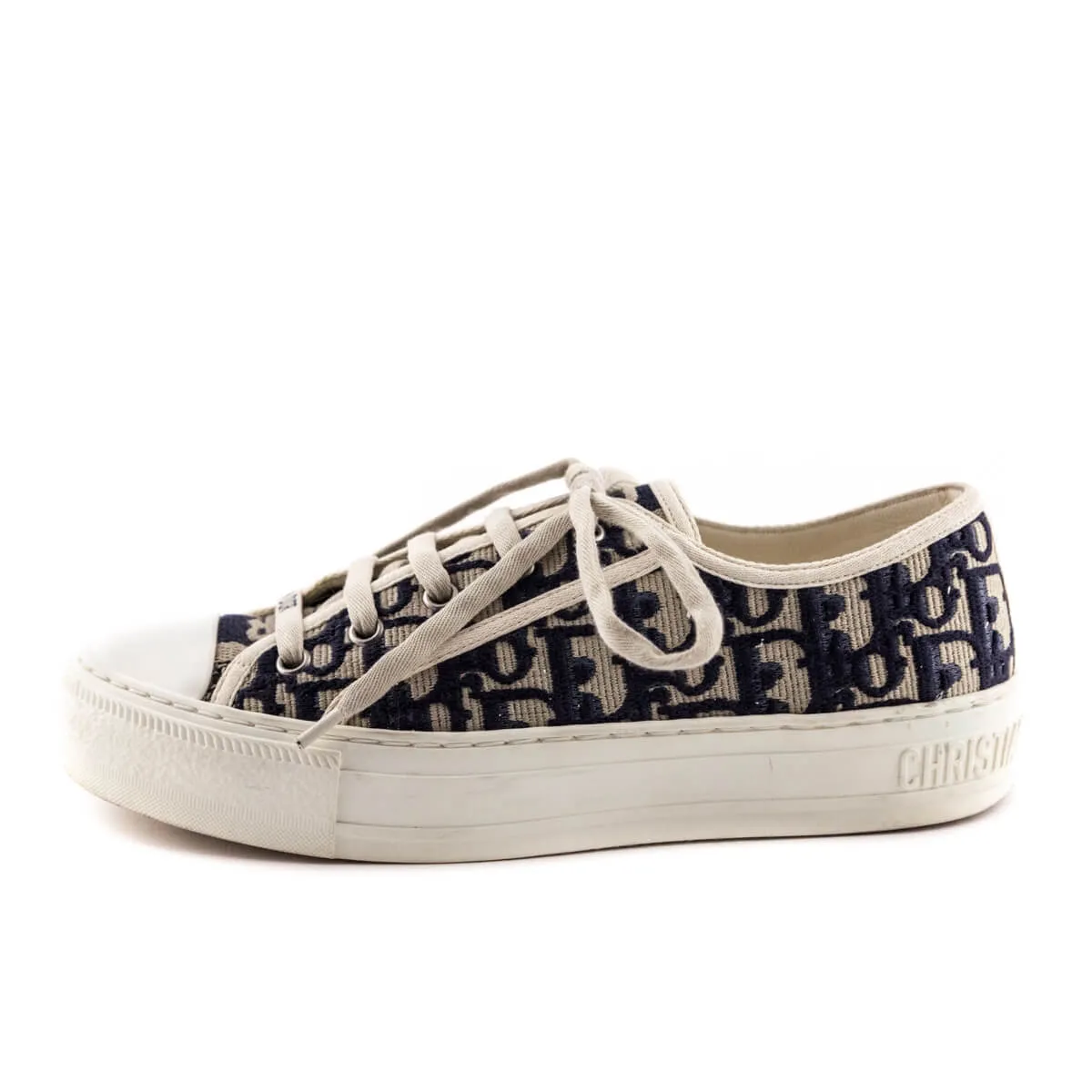 Dior Deep Blue Oblique Embroidered Walk'N'Dior Low Top Sneakers Size US 6.5 | EU 36.5