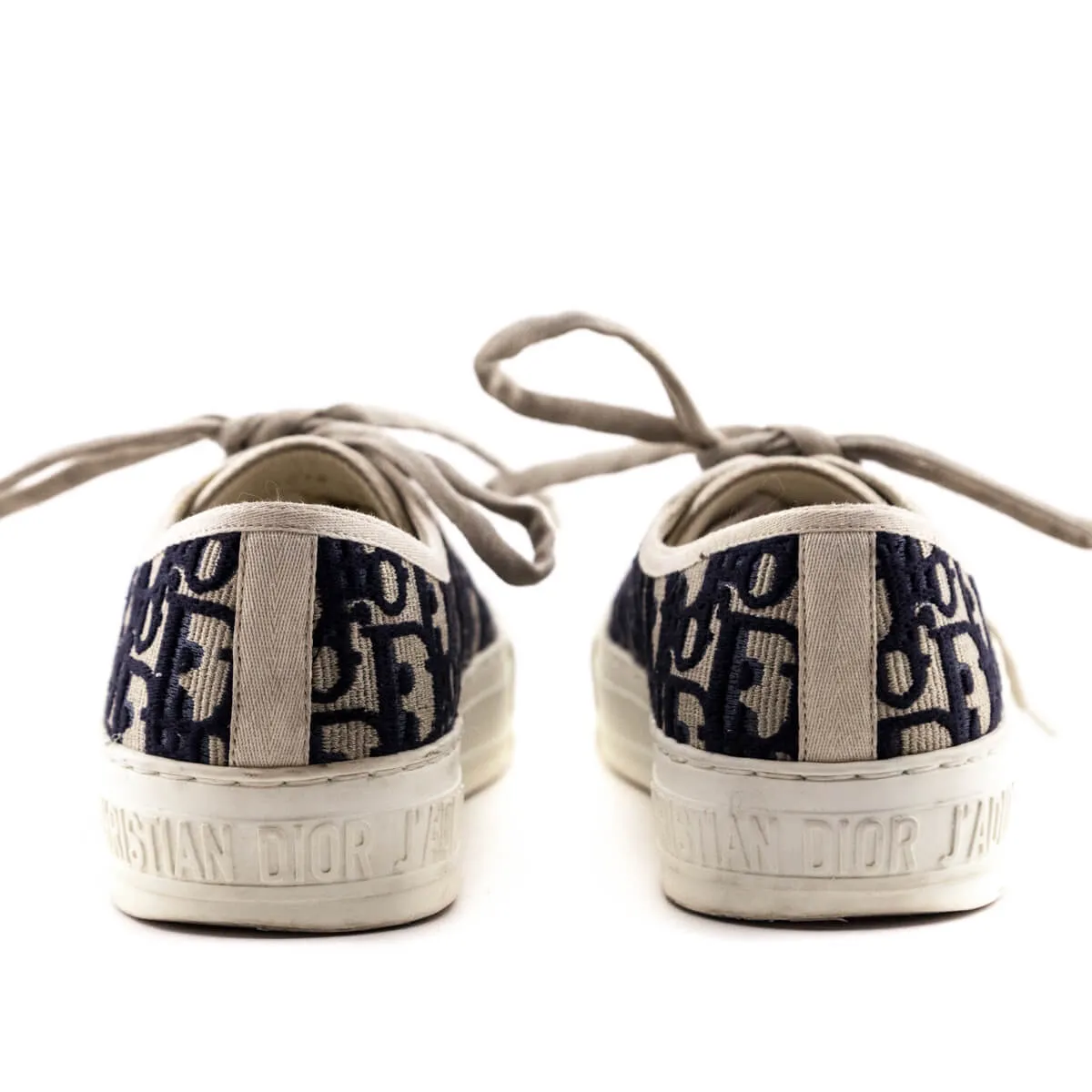 Dior Deep Blue Oblique Embroidered Walk'N'Dior Low Top Sneakers Size US 6.5 | EU 36.5