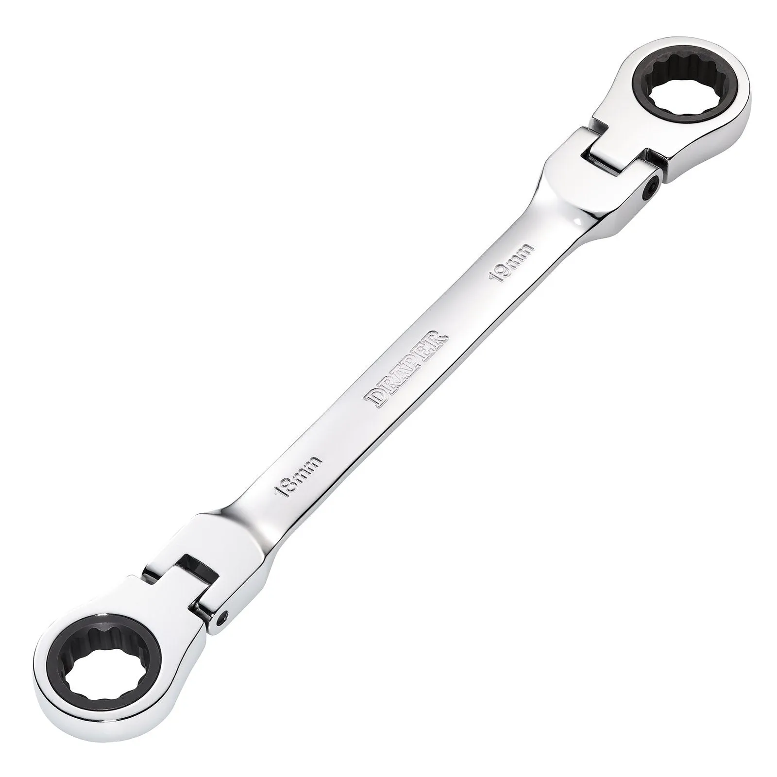 Draper Hi-Torq® Metric Flexible Head Double Ring Ratchet Spanner, 18 X 19mm - 8231FBSMM