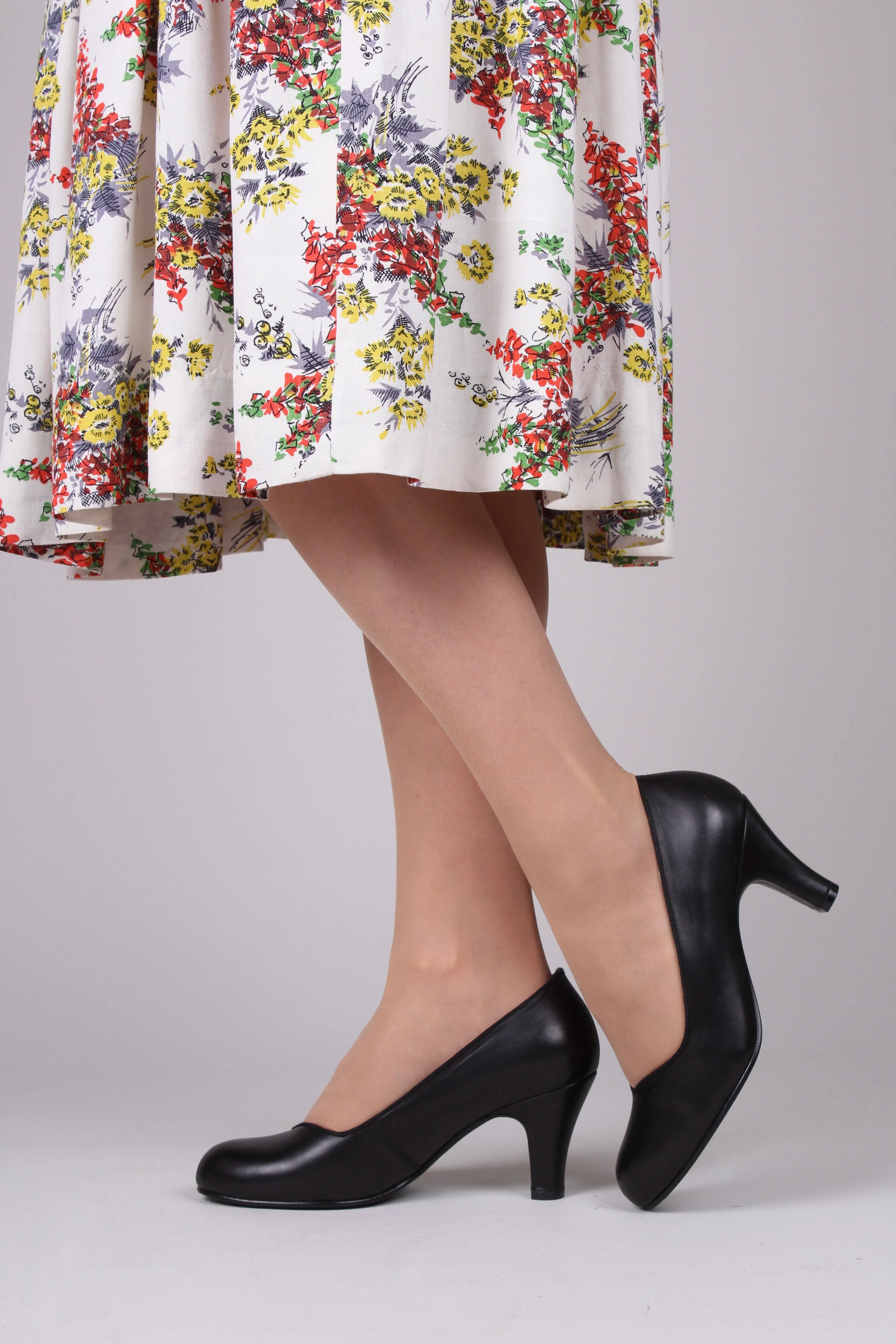 Early 50's pump - vintage style in leather - Black - Julia