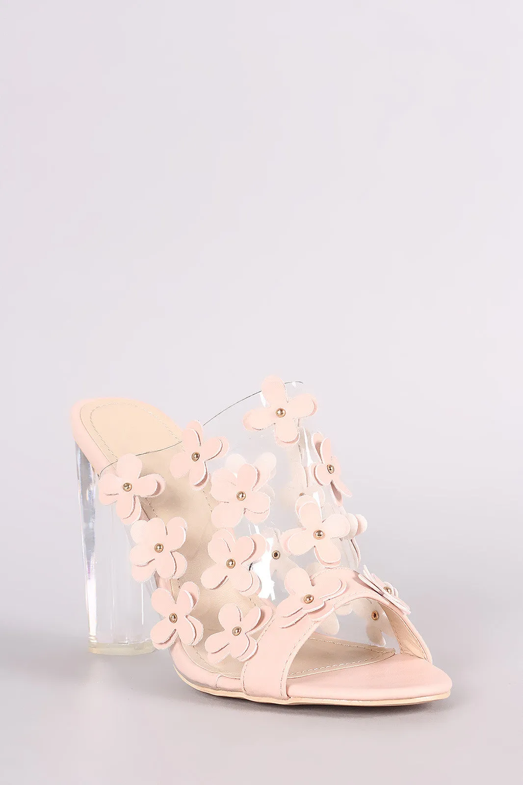 Floral Applique Perspex Mule Heel