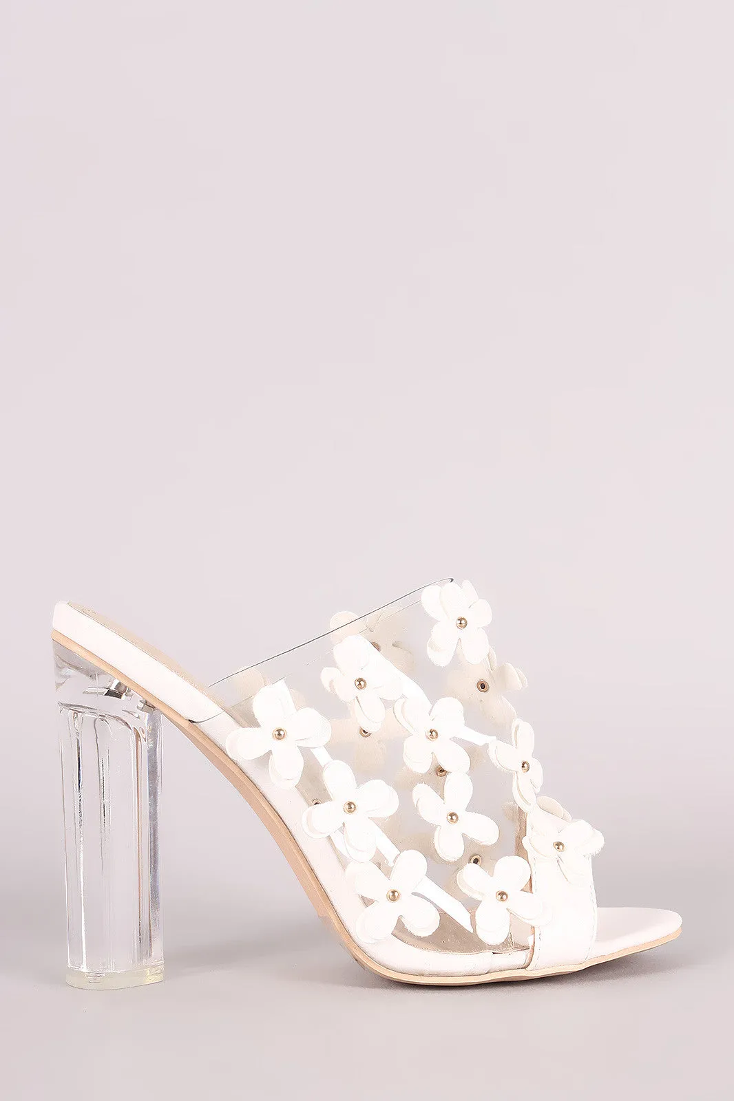 Floral Applique Perspex Mule Heel