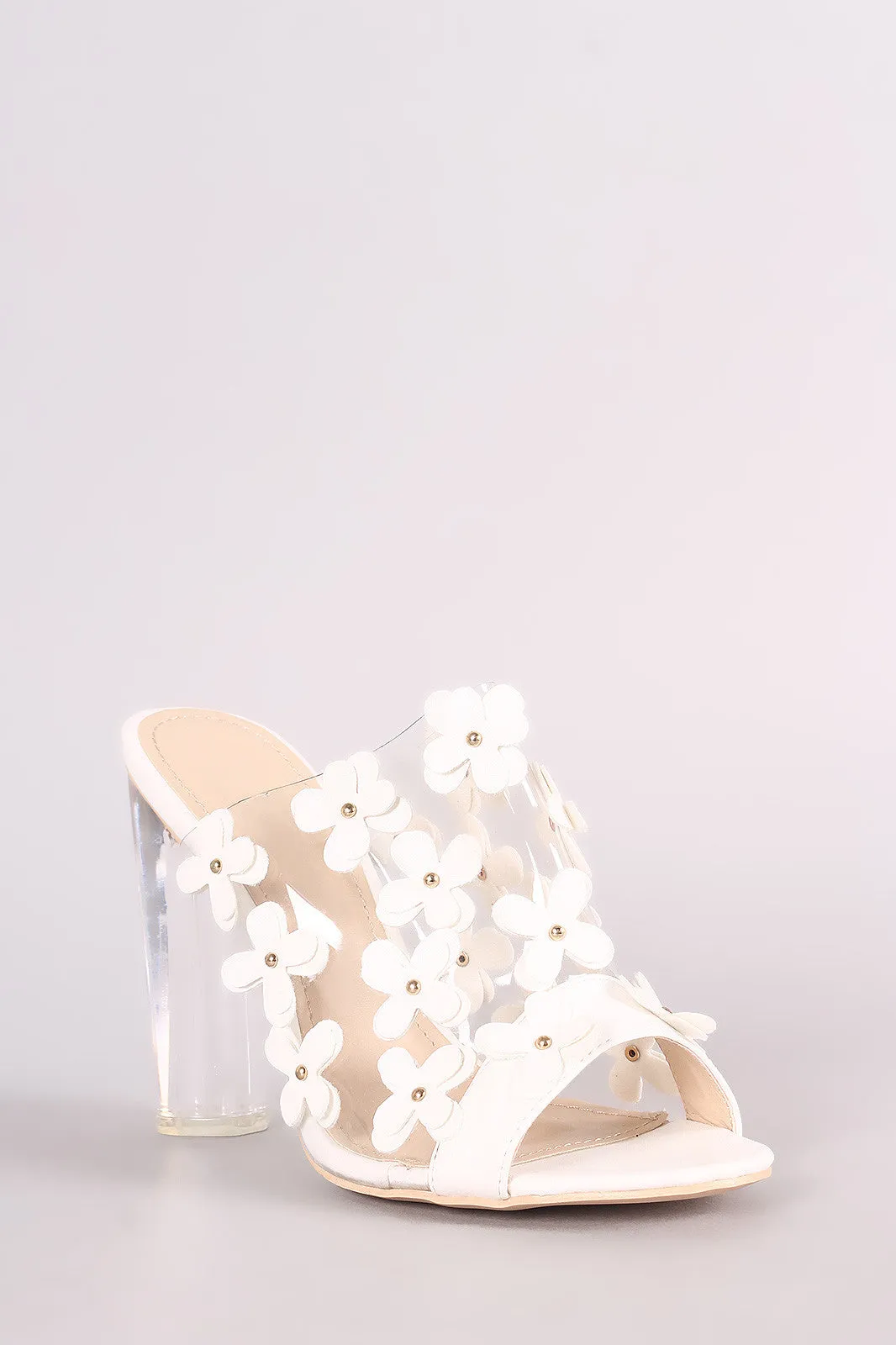 Floral Applique Perspex Mule Heel