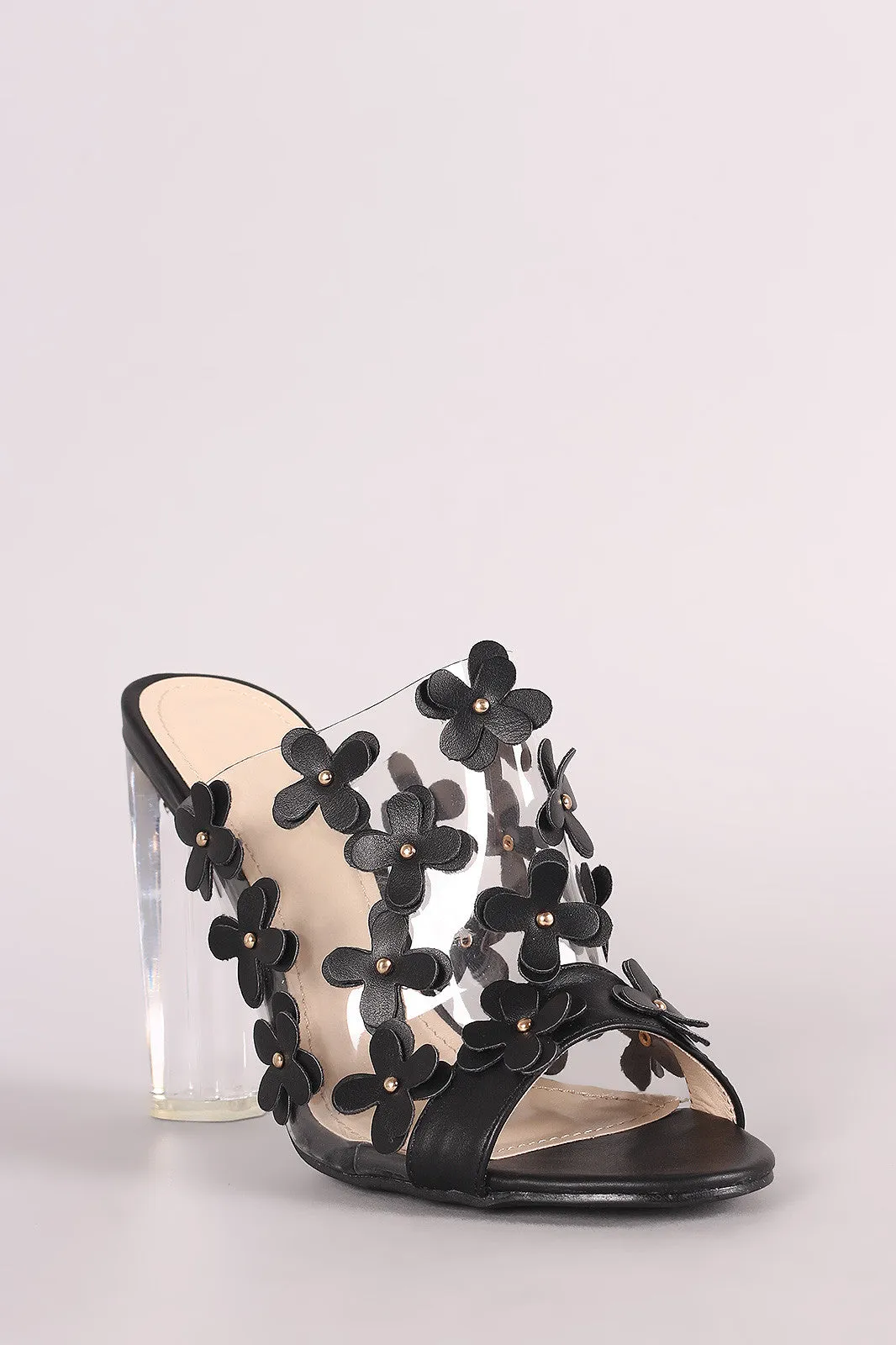Floral Applique Perspex Mule Heel