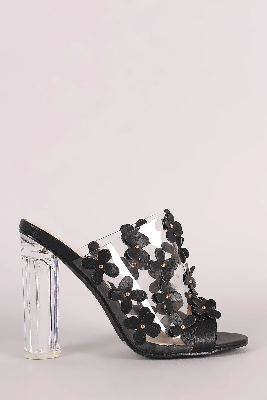 Floral Applique Perspex Mule Heel