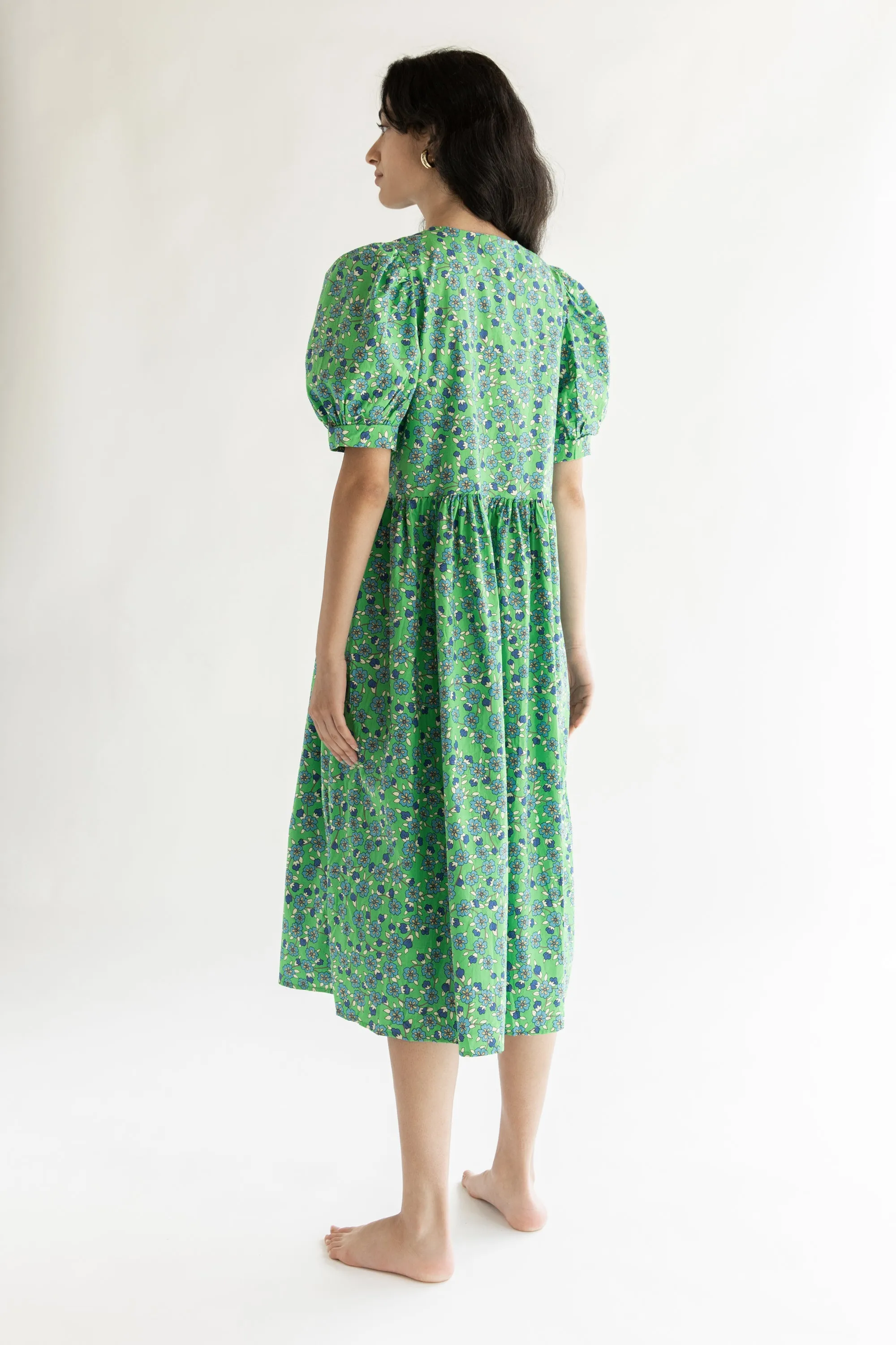 FLORAL PUFF SLEEVE MIDI DRESS