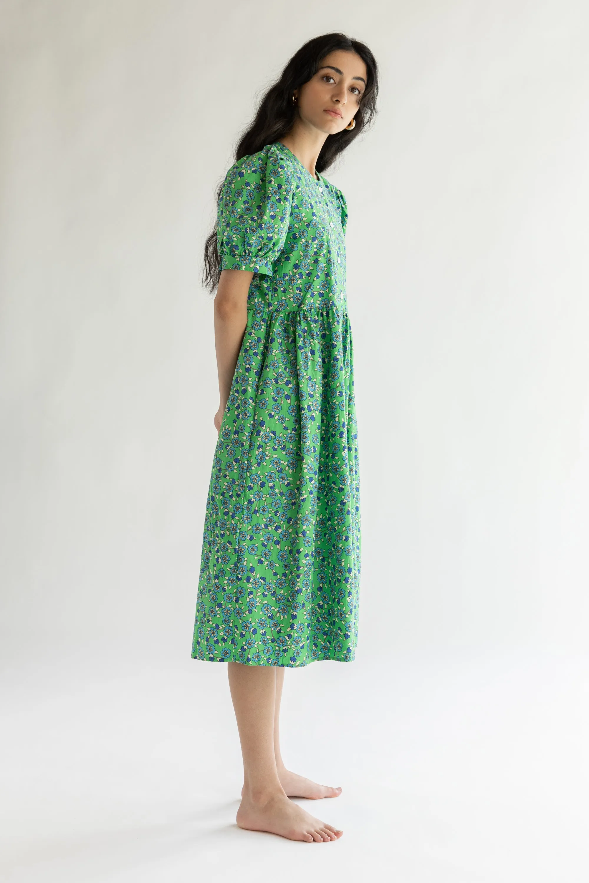 FLORAL PUFF SLEEVE MIDI DRESS