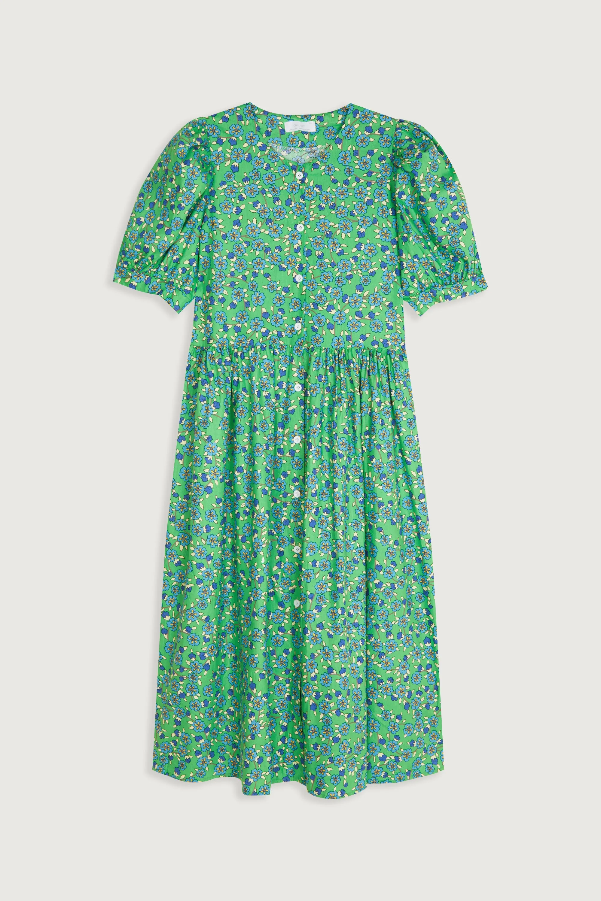 FLORAL PUFF SLEEVE MIDI DRESS