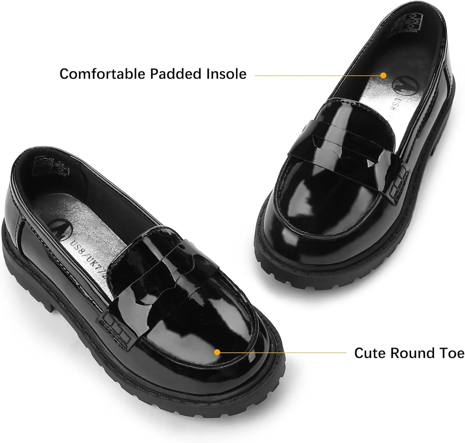 Girls Dress Shoes Chunky Loafers for Girl Platform Penny Loafers School Uniform Slip On Shoes
