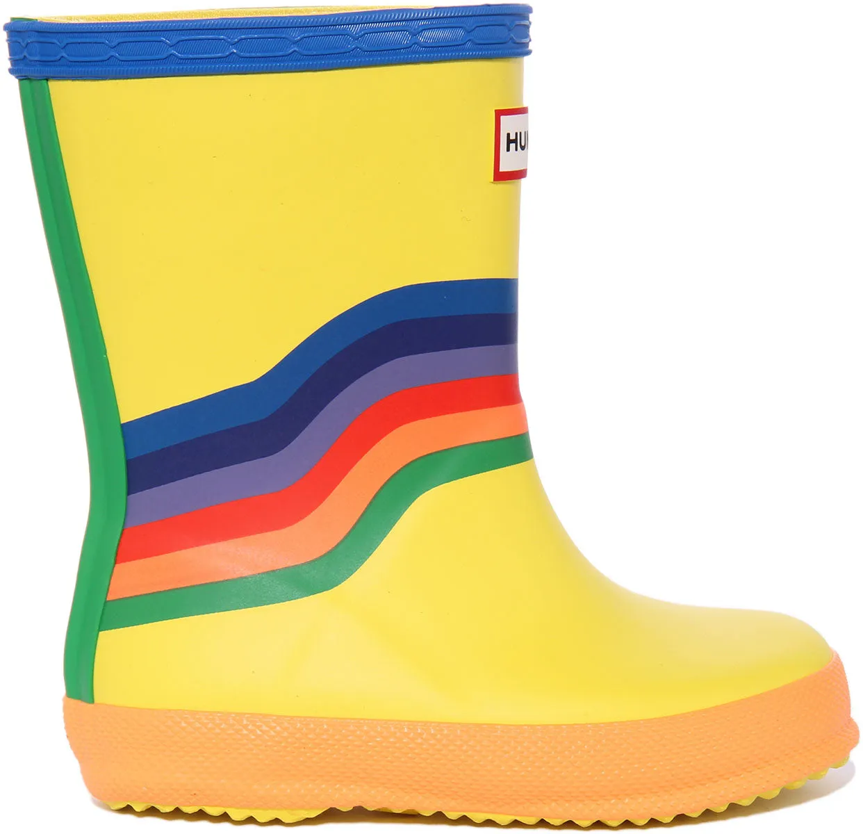 Hunter First Kids Classic Slip On In Yellow Rainbow