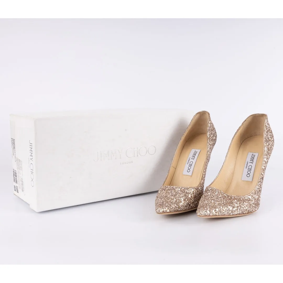 Jimmy Choo Love 85 Coarse Glitter Fabric Pumps
