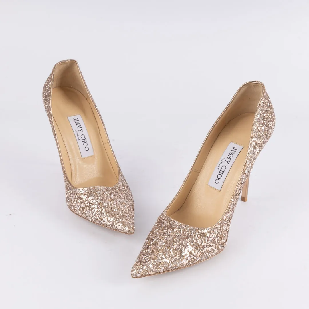 Jimmy Choo Love 85 Coarse Glitter Fabric Pumps