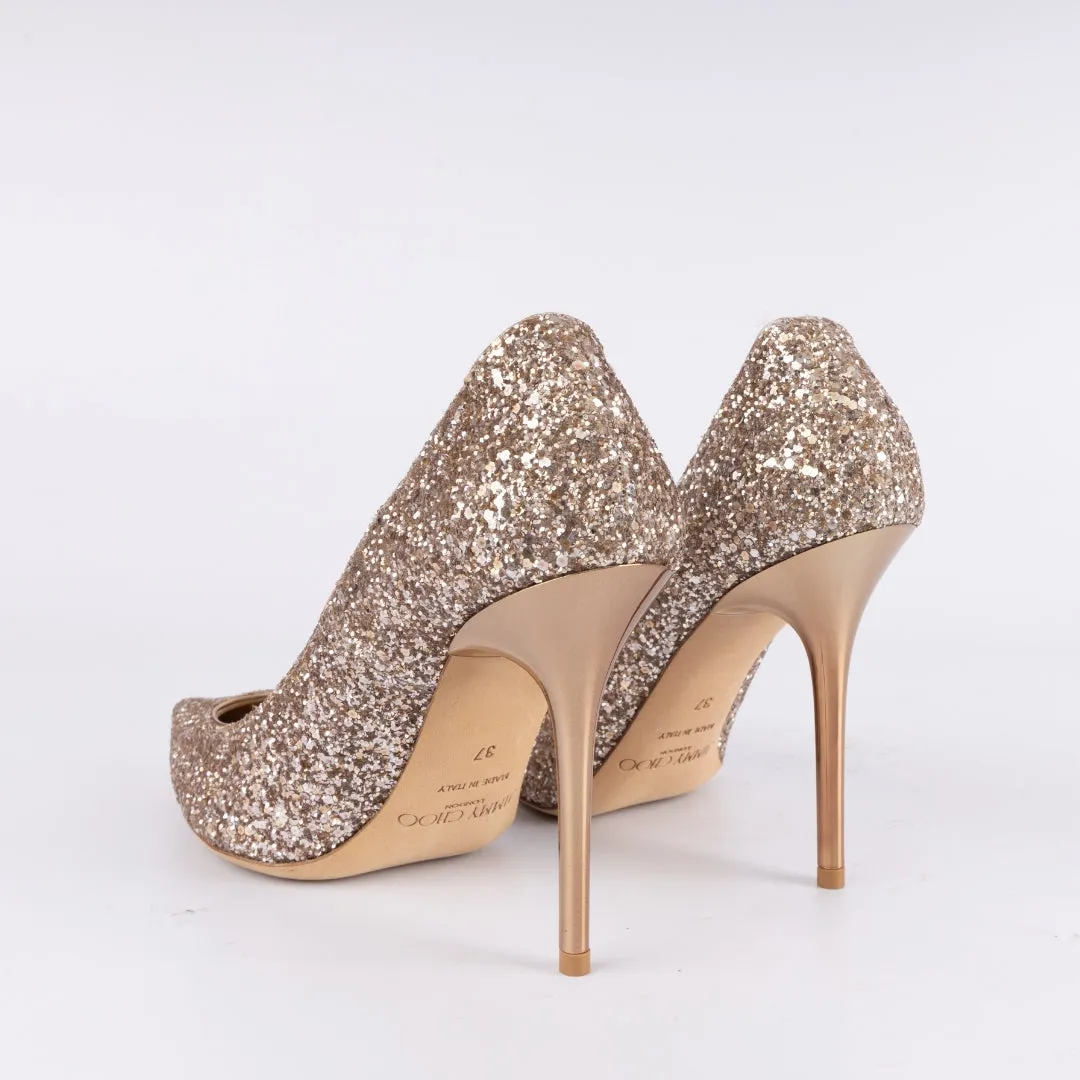 Jimmy Choo Love 85 Coarse Glitter Fabric Pumps