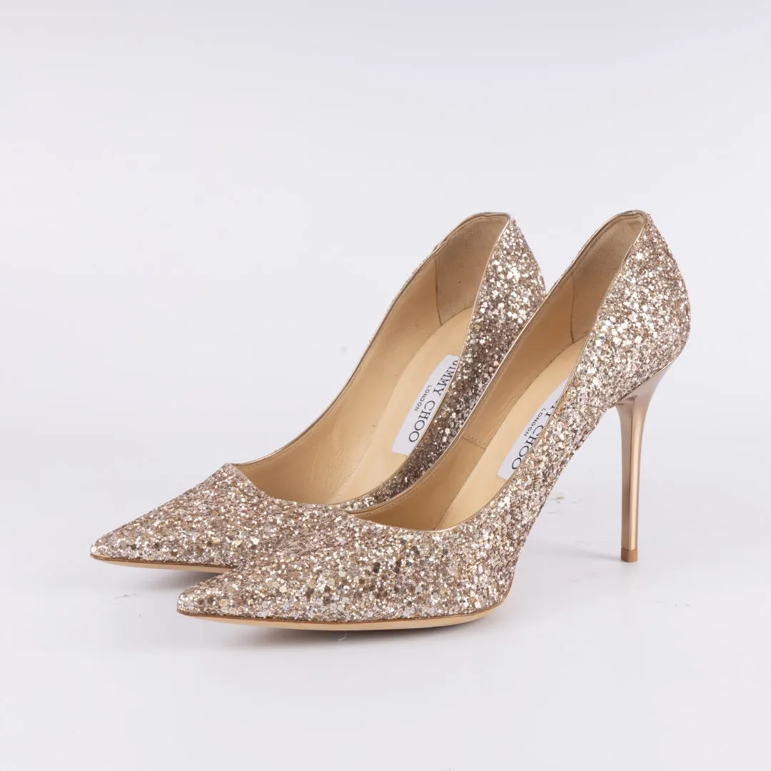 Jimmy Choo Love 85 Coarse Glitter Fabric Pumps