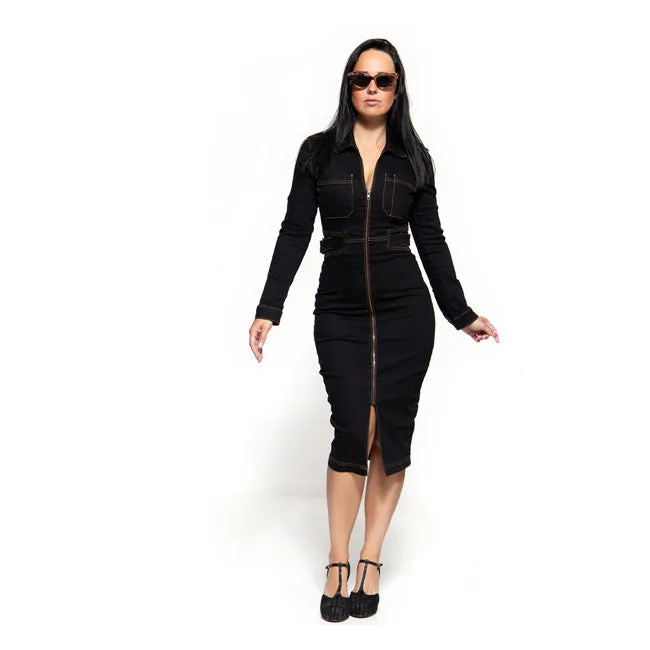 King Kerosin Queen Kerosin Motor Queen Pencil Ladies Dress Black
