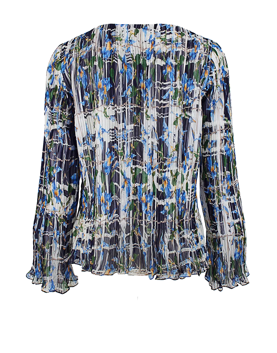Long Sleeve Pleated Blouse