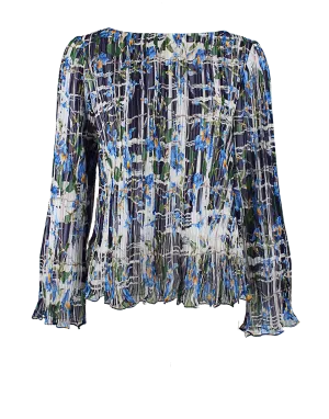 Long Sleeve Pleated Blouse