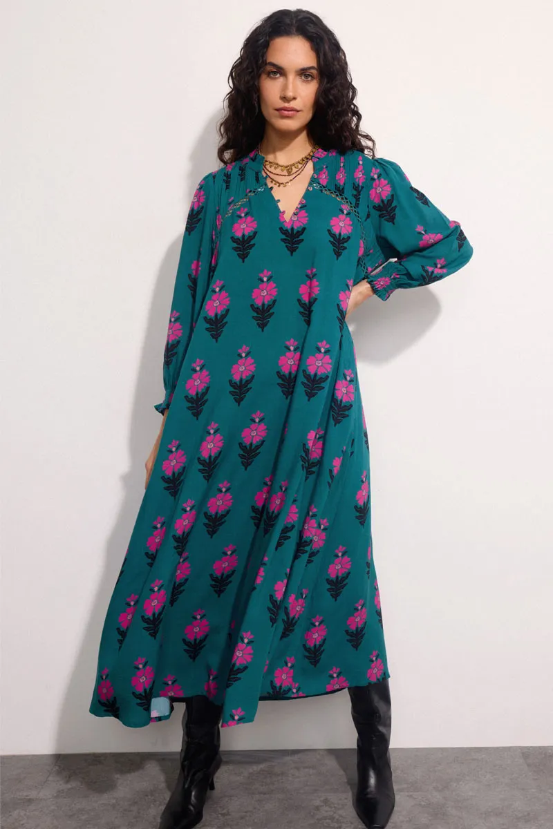 Luigina Floral Print Maxi Dress
