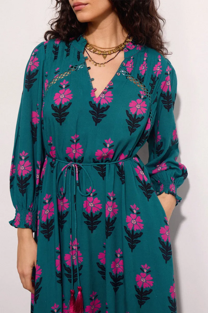 Luigina Floral Print Maxi Dress