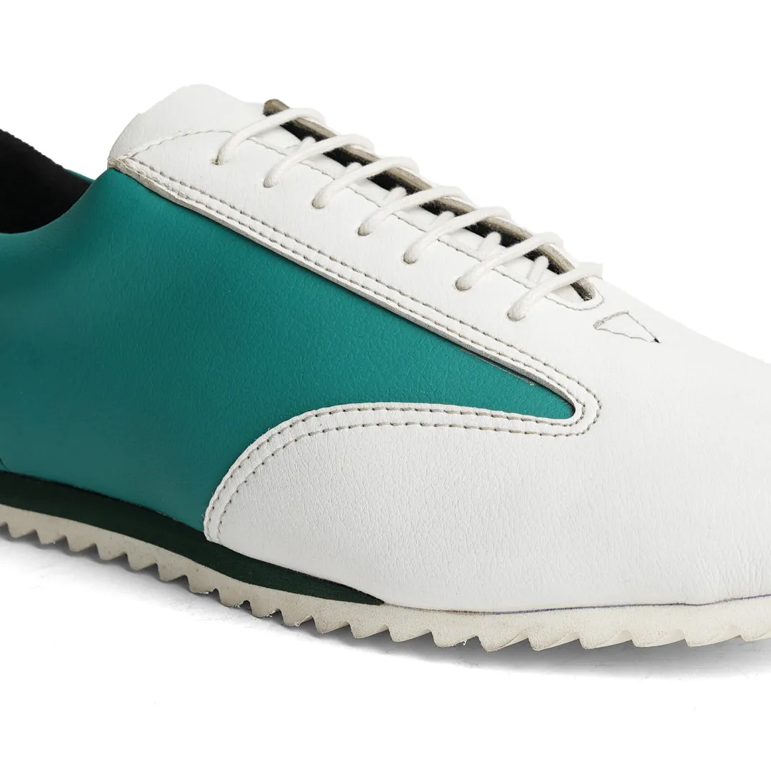 Monkstory Dual Colour Smart  Sneakers - Teal Green & White