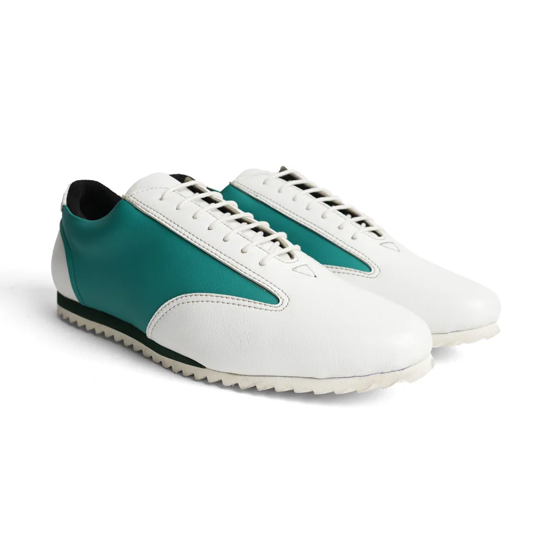 Monkstory Dual Colour Smart  Sneakers - Teal Green & White