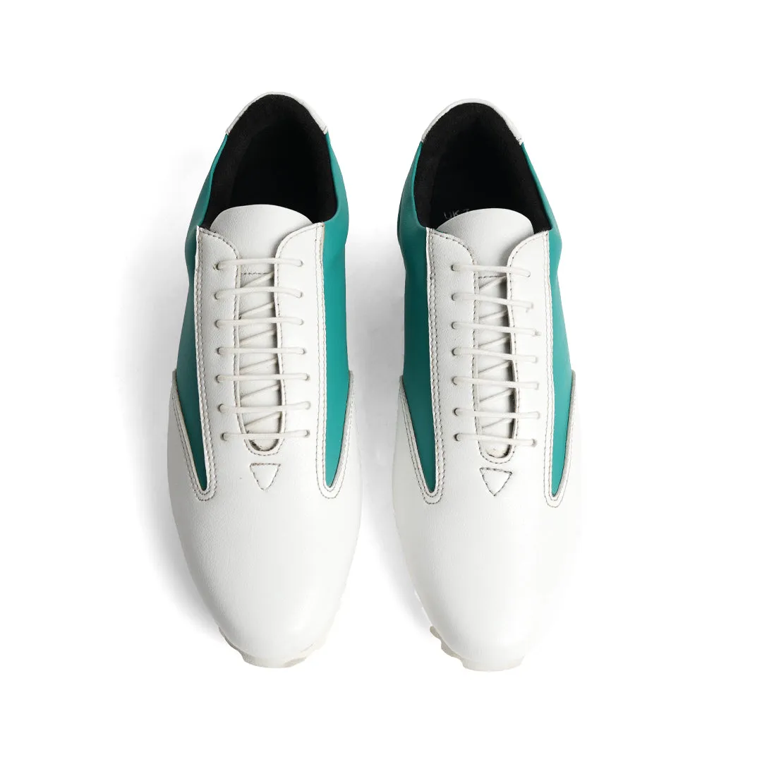 Monkstory Dual Colour Smart  Sneakers - Teal Green & White