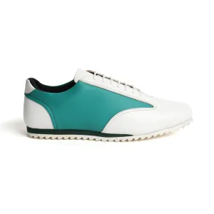 Monkstory Dual Colour Smart  Sneakers - Teal Green & White