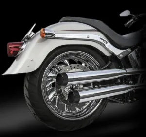NEW RCX Harley Softail 3.0" Chrome MUFFLER BLITZ BLACK TIPS RCX-216C-19B