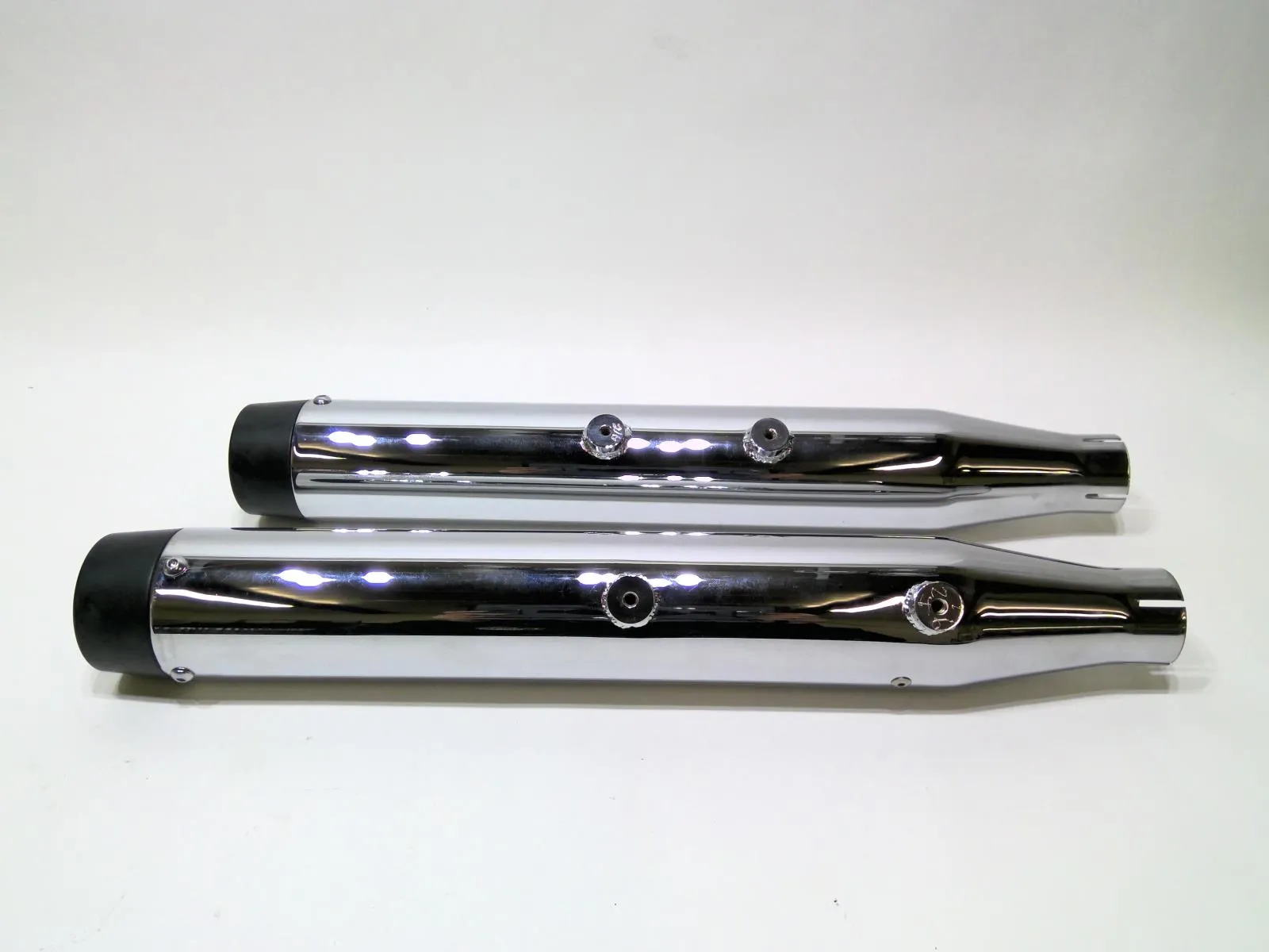NEW RCX Harley Softail 3.0" Chrome MUFFLER BLITZ BLACK TIPS RCX-216C-19B