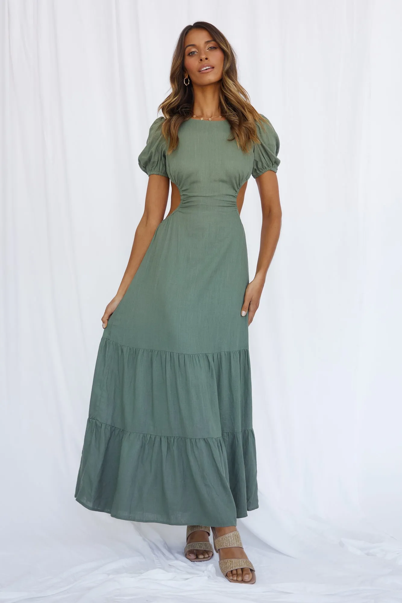 Open Promises Maxi Dress Khaki