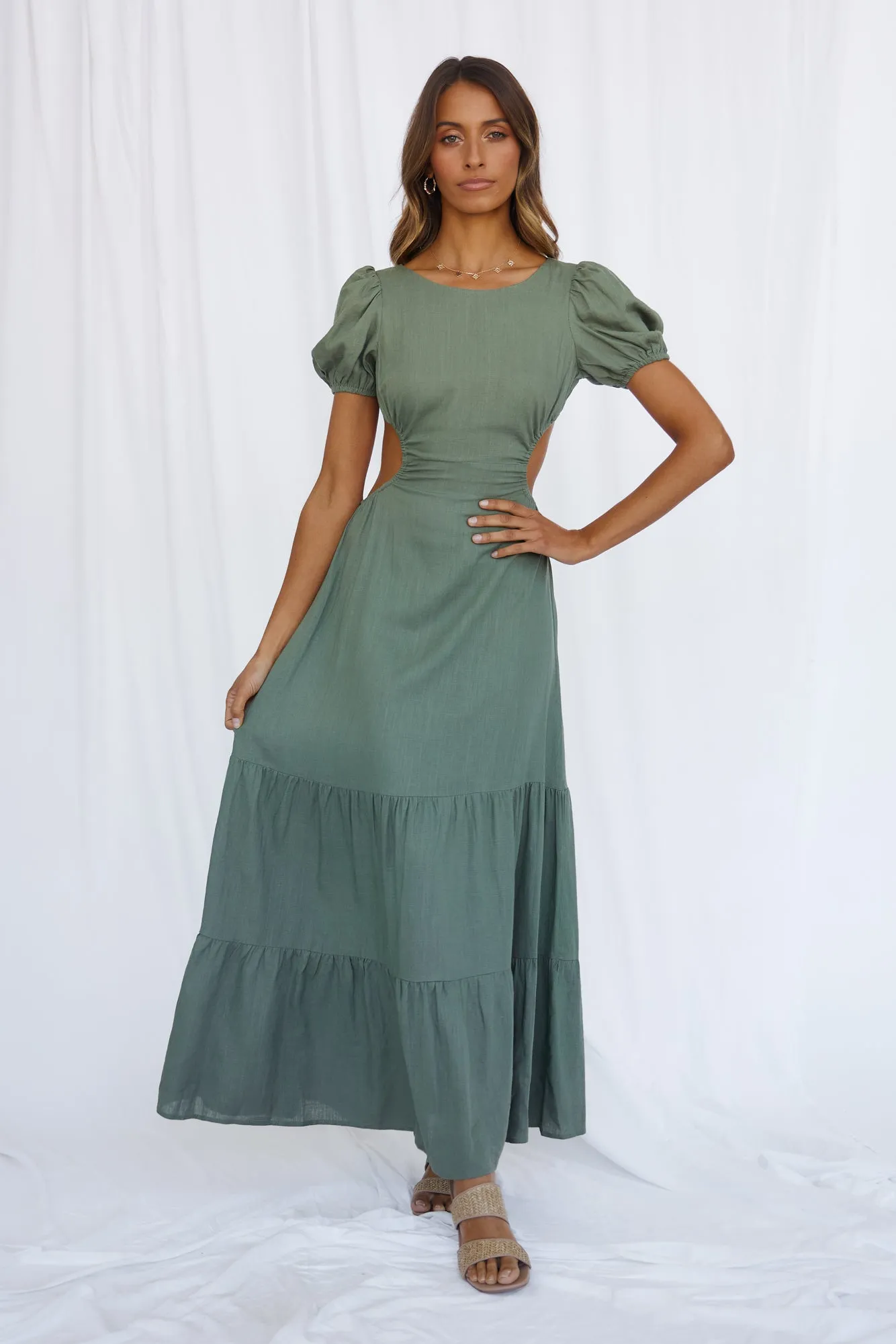 Open Promises Maxi Dress Khaki