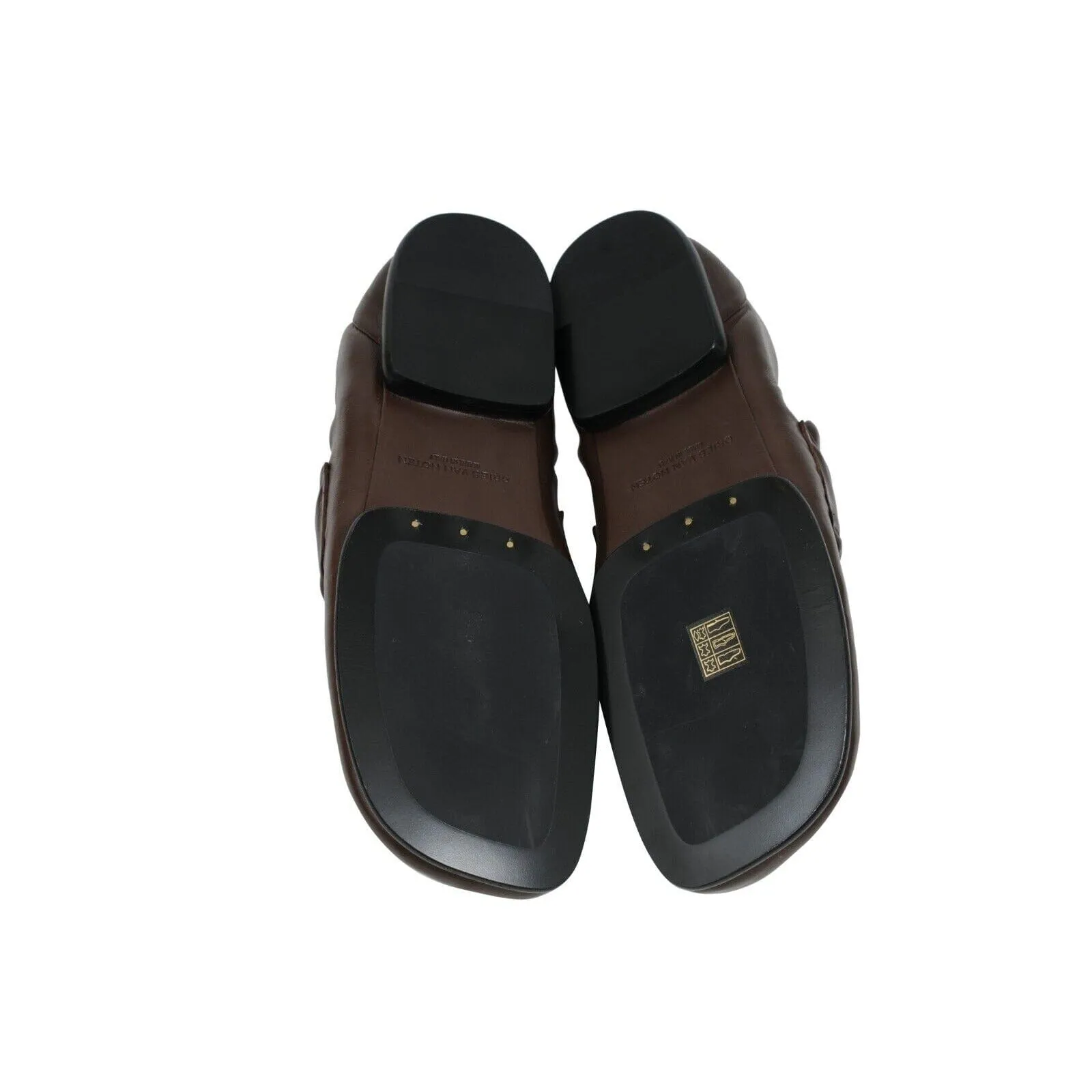 Padded Loafers Brown Leather Slip On Square Toe